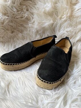 Sam Edelman Black Suede Platform Espadrille Slip-Ons